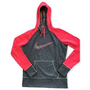 Nike Hoodie Sweatshirt Neon Pink/Orange Gray Workout Cute Athleisure Sporty Sz M